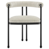 Carys Curved Back Boucle and Metal Dining Accent Chair in Black Pearl