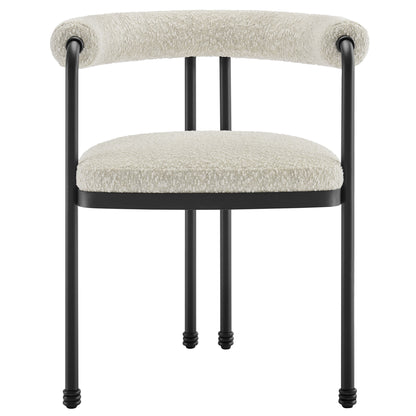 Turin Curved Back Boucle and Metal Dining Accent Chair by Furniture For America