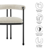 Carys Curved Back Boucle and Metal Dining Accent Chair in Black Pearl