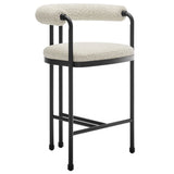 Carys Curved Back Boucle and Metal Counter Stool in Black Pearl