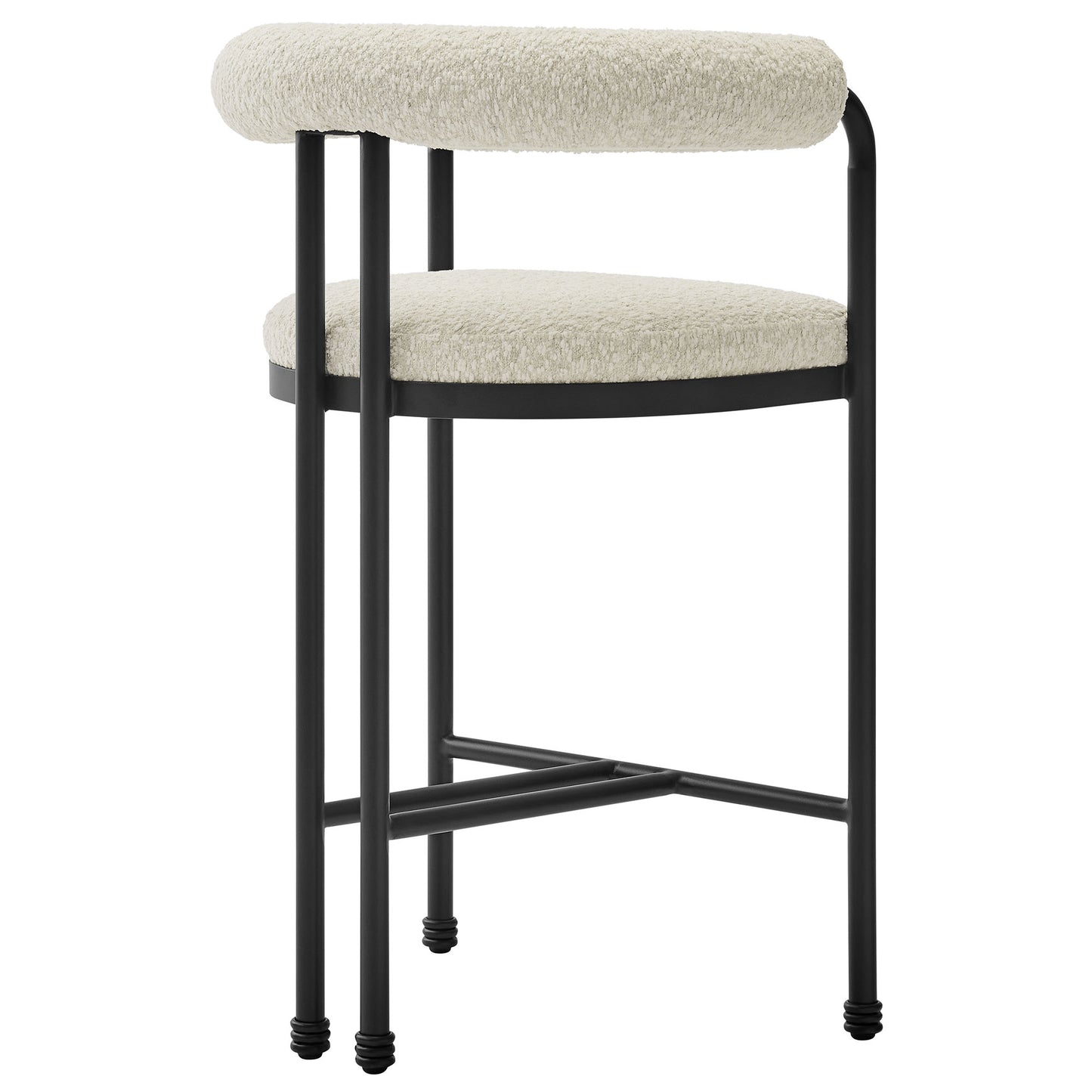 Turin Curved Back Boucle and Metal Counter Stool by Furniture For America