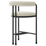 Carys Curved Back Boucle and Metal Counter Stool in Black Pearl