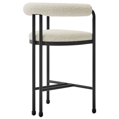 Turin Curved Back Boucle and Metal Counter Stool by Furniture For America