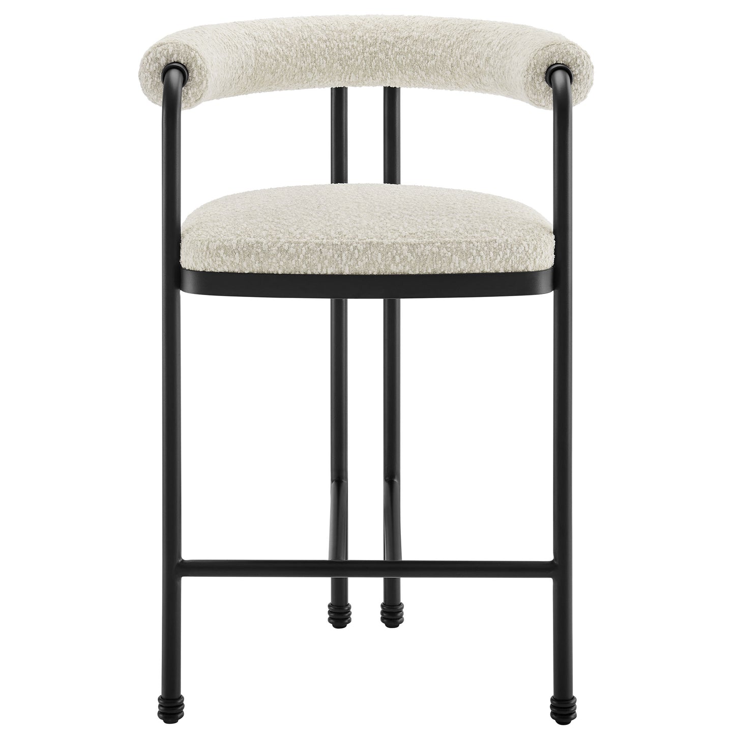 Turin Curved Back Boucle and Metal Counter Stool by Furniture For America