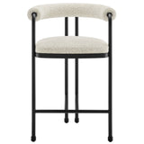 Carys Curved Back Boucle and Metal Counter Stool in Black Pearl