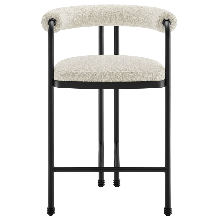 Carys Curved Back Boucle and Metal Counter Stool in Black Pearl