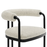 Carys Curved Back Boucle and Metal Counter Stool in Black Pearl
