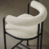 Carys Curved Back Boucle and Metal Counter Stool in Black Pearl