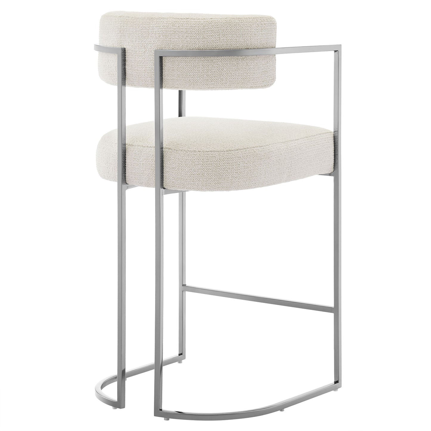 Huron Curved Back Fabric and Metal Counter Stool by Furniture For America