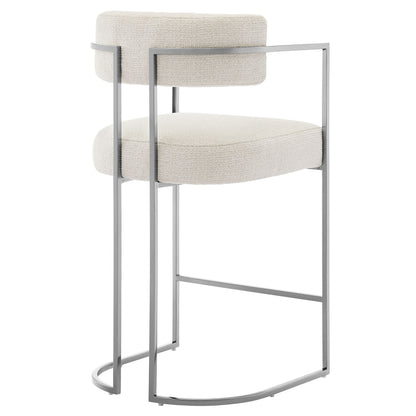Huron Curved Back Fabric and Metal Counter Stool by Furniture For America