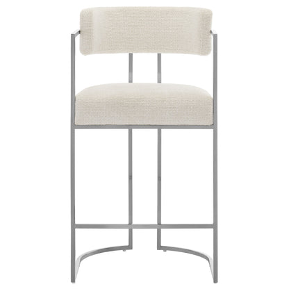Huron Curved Back Fabric and Metal Counter Stool by Furniture For America