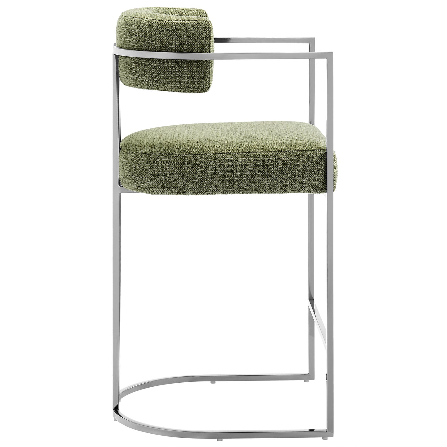 Huron Curved Back Fabric and Metal Counter Stool by Furniture For America
