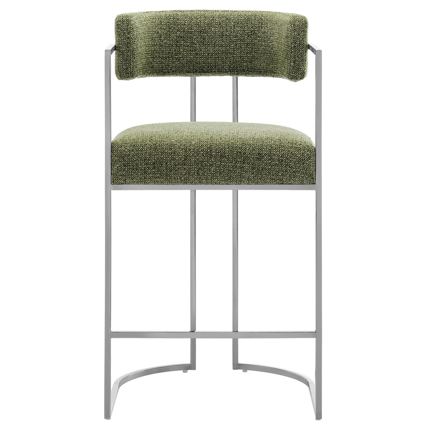Huron Curved Back Fabric and Metal Counter Stool by Furniture For America