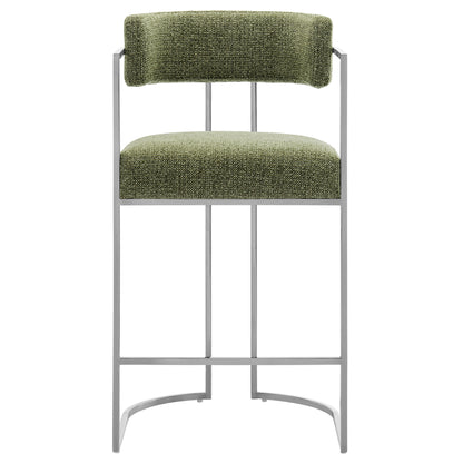 Huron Curved Back Fabric and Metal Counter Stool by Furniture For America
