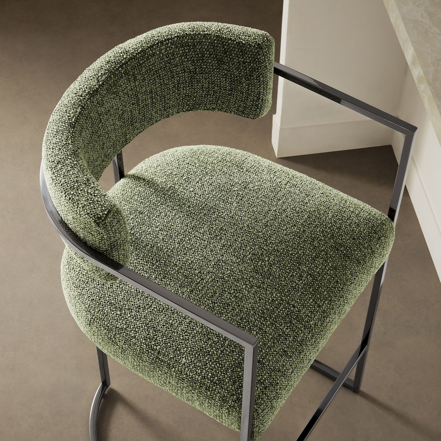 Huron Curved Back Fabric and Metal Counter Stool by Furniture For America