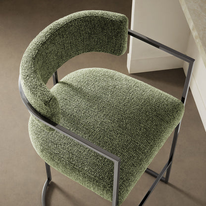 Huron Curved Back Fabric and Metal Counter Stool by Furniture For America