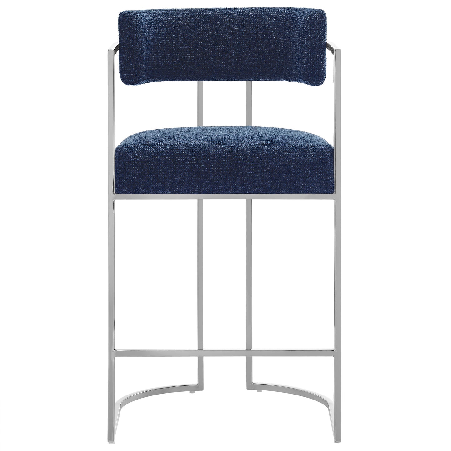Huron Curved Back Fabric and Metal Counter Stool by Furniture For America