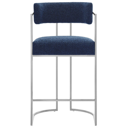 Huron Curved Back Fabric and Metal Counter Stool by Furniture For America