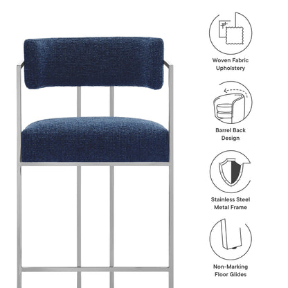 Huron Curved Back Fabric and Metal Counter Stool by Furniture For America