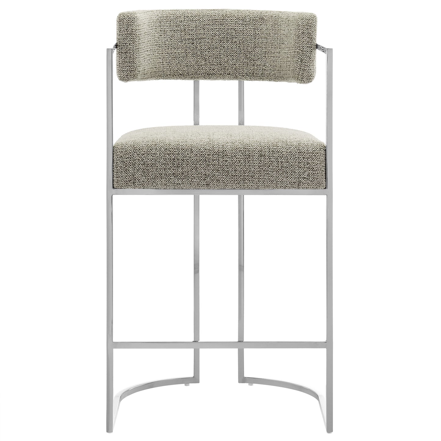 Huron Curved Back Fabric and Metal Counter Stool by Furniture For America