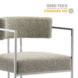 Paxton Curved Back Fabric and Metal Counter Stool in Silver Wheat