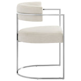Paxton Curved Back Fabric and Metal Dining Accent Chair in Silver Cream