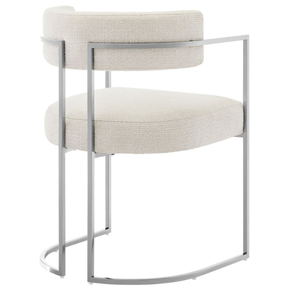 Huron Curved Back Fabric and Metal Dining Accent Chair by Furniture For America