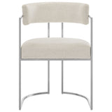 Paxton Curved Back Fabric and Metal Dining Accent Chair in Silver Cream
