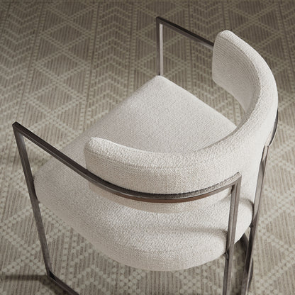 Huron Curved Back Fabric and Metal Dining Accent Chair by Furniture For America