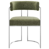Paxton Curved Back Fabric and Metal Dining Accent Chair in Silver Leaf
