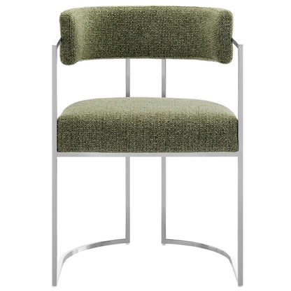 Huron Curved Back Fabric and Metal Dining Accent Chair by Furniture For America