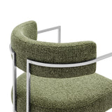 Paxton Curved Back Fabric and Metal Dining Accent Chair in Silver Leaf