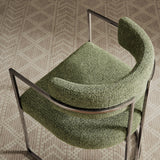 Paxton Curved Back Fabric and Metal Dining Accent Chair in Silver Leaf