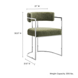 Paxton Curved Back Fabric and Metal Dining Accent Chair in Silver Leaf