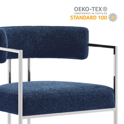Huron Curved Back Fabric and Metal Dining Accent Chair by Furniture For America