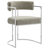 Paxton Curved Back Fabric and Metal Dining Accent Chair in Silver Wheat