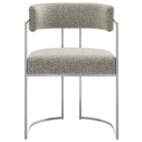 Paxton Curved Back Fabric and Metal Dining Accent Chair in Silver Wheat