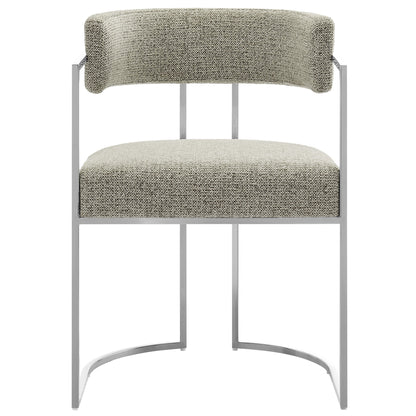 Huron Curved Back Fabric and Metal Dining Accent Chair by Furniture For America