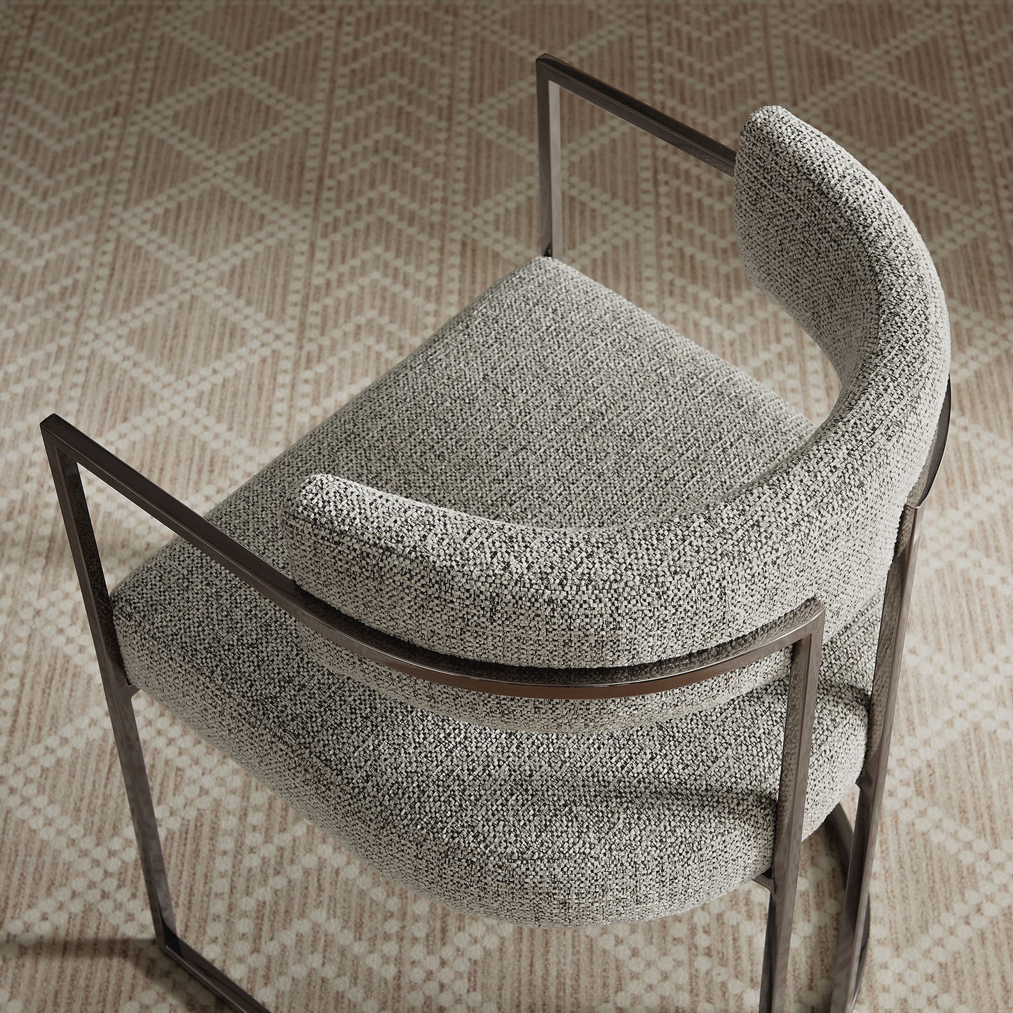 Huron Curved Back Fabric and Metal Dining Accent Chair by Furniture For America