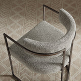 Paxton Curved Back Fabric and Metal Dining Accent Chair in Silver Wheat