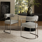 Paxton Curved Back Fabric and Metal Dining Accent Chair in Silver Wheat