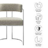 Paxton Curved Back Fabric and Metal Dining Accent Chair in Silver Wheat