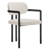 Odile Barrel Fabric and Metal Dining Chair in Black Cream