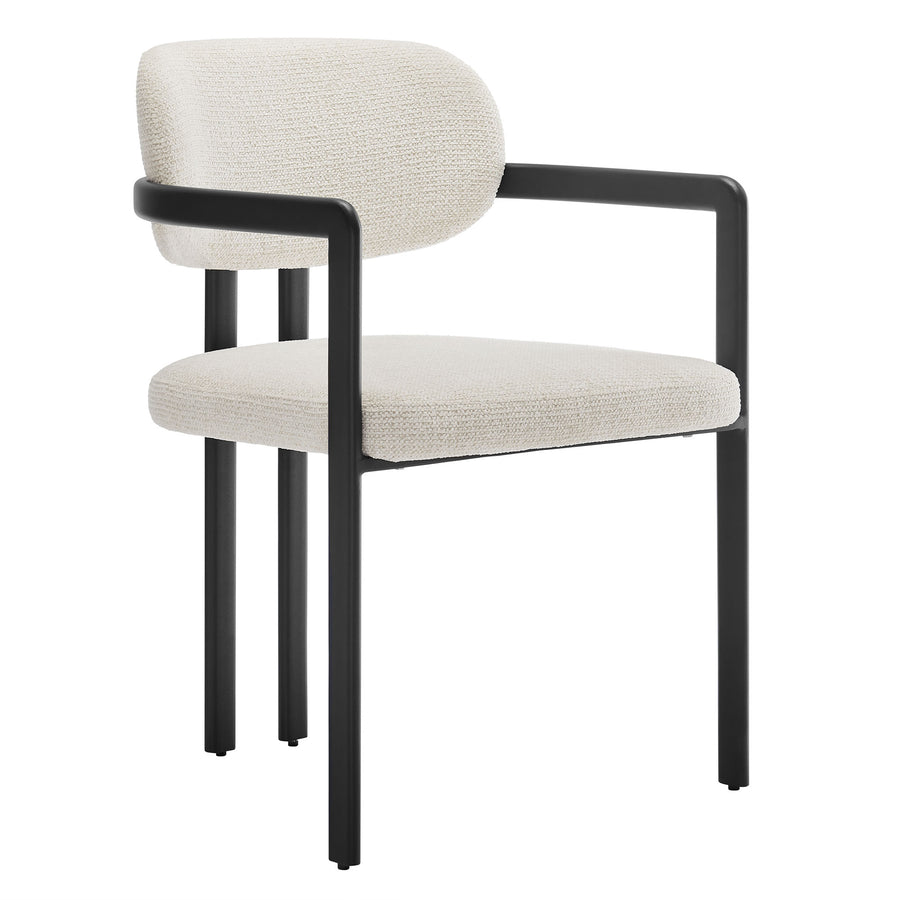 Odile Barrel Fabric and Metal Dining Chair in Black Cream