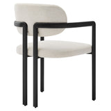 Odile Barrel Fabric and Metal Dining Chair in Black Cream