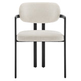 Odile Barrel Fabric and Metal Dining Chair in Black Cream