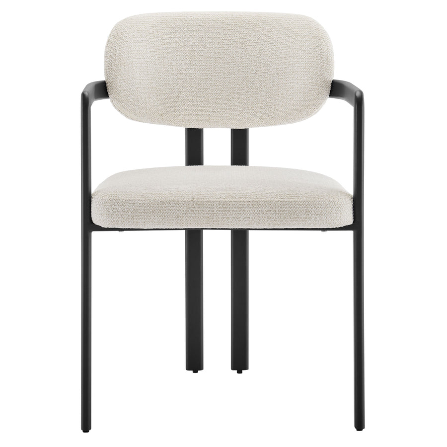Odile Barrel Fabric and Metal Dining Chair in Black Cream