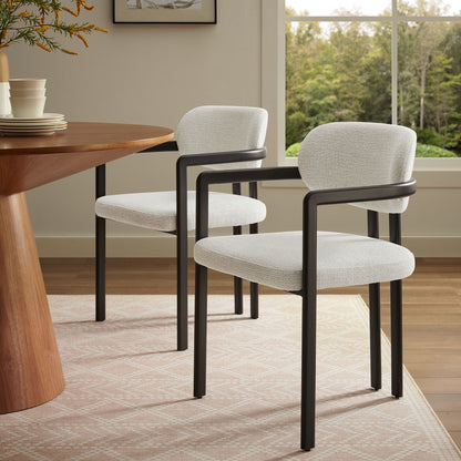 Elio Barrel Fabric and Metal Dining Chair by Furniture For America