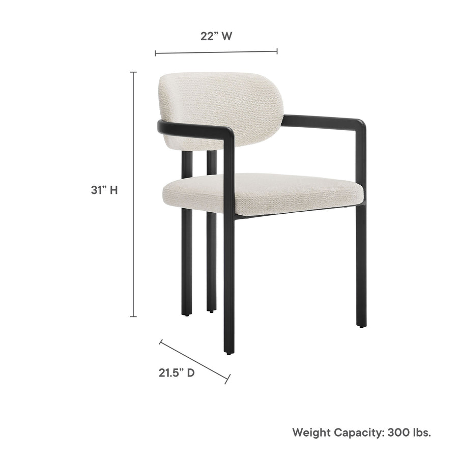 Odile Barrel Fabric and Metal Dining Chair in Black Cream