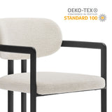 Odile Barrel Fabric and Metal Dining Chair in Black Cream